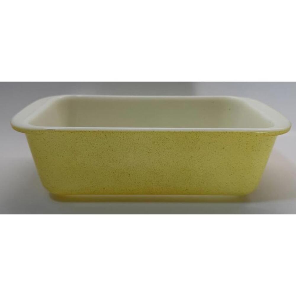 Vintage Pyrex 213 1.5 Qt Yellow Speckled Loaf Pan Baking Dish made 1955 USA